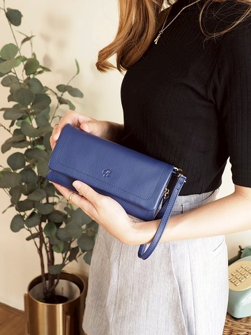 Mousse wallet (Denim) : 長款錢包，軟皮錢包，藍色