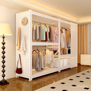 🏆可代客組裝 優選收納 貨架衣櫃簡易組裝開放式家用臥室收納架鋼製洞洞闆金屬角鋼掛衣架 B5ED