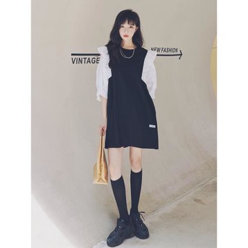 氣質高級感t恤連衣裙女夏2025新款休閑寬松顯瘦小個子赫本風裙子