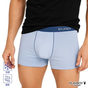 PLAYBOY冰絲涼感無痕透薄四角褲 平口褲-單件-水藍