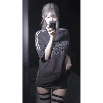 美式復古杠條插肩袖T恤2025夏季新款oversize設計感小眾短袖上衣