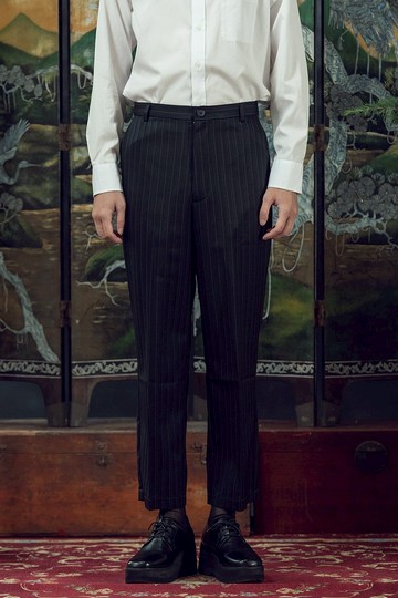 條文深藍西裝褲(201P02)