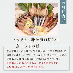 ふるさと納税 氷見 堀与おすすめ一夜干5種と氷見鰤味噌漬け 富山県 氷見市 干物 詰め合わせ 食べ比べ セット ブリ ぶり 切り身 富山県氷見市