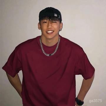 Y-Bins美式潮牌純色260G重磅純棉短袖T恤男夏季基礎款紅色打底上衣肩寬爆袖t 韓版短袖 健身短袖 美式短袖 ZDD