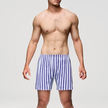 DADADO-簡潔條紋 4L印花四角男內褲(紫藍) 天然絲光棉-吸濕排汗-GHQ512PB