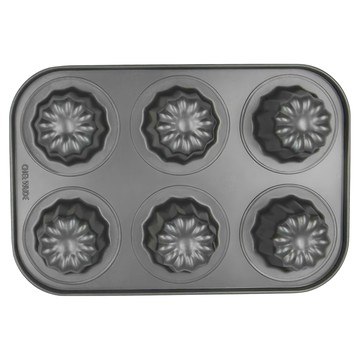 CHEFMADE 學廚 金鋼黑 可麗露模 WK9864 6杯不粘 Cannele Mould  26.7 x 18.1 x 5.1cm  1個