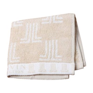 LANVIN COLLECTION 繽紛品牌LOGO圖騰小方巾(淺奶茶色系/24CM)