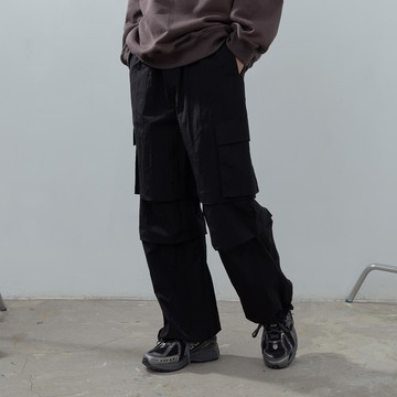 寬褶造型大口袋工裝褲 三色售 S-XL