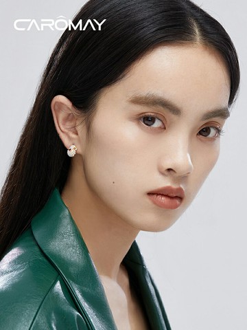 CAROMAY圣誕系列不對稱圣誕麋鹿耳釘女璀璨閃耀氣質高級感潮耳飾
