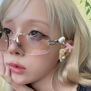 jennie同款墨鏡女韓版無邊框高級感辣妹Y2K星星水鉆裝飾太陽眼鏡