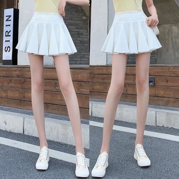2025秋冬新款超短裙女高腰百褶裙白色半身裙無內襯安全褲小個子