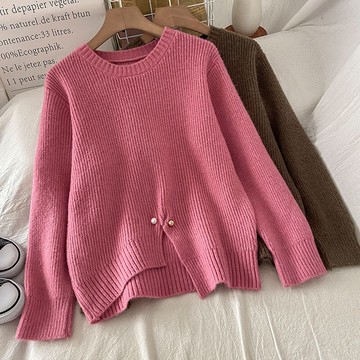 玫紅色毛衣有特色新款秋冬季別致早秋慵懶爆款針織衫上衣女