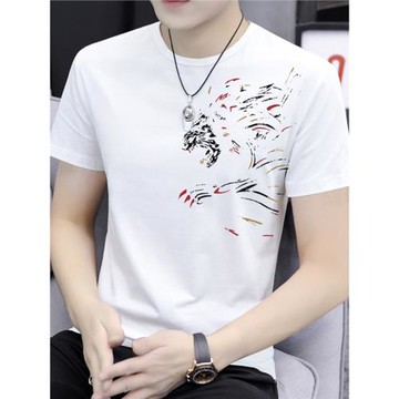 高端潮牌潮流2025夏裝新款純棉冰感薄款莫代爾短袖t恤圓領修身男