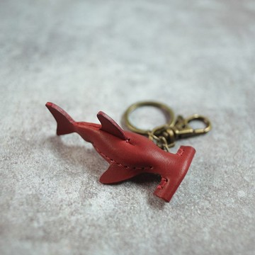 純手工製 迷你 紅色 雙髻鯊 Hammerhead shark Key holder