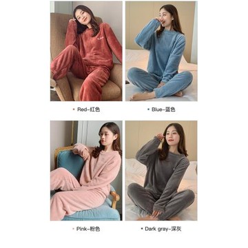 秋冬季女加厚珊瑚絨休閑外穿睡褲
