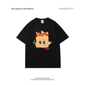 oddnova薯條印花T恤女短袖小個子大碼學生圓領休閑夏季半袖