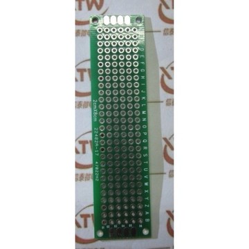 【AI電子】*雙面噴錫綠油玻纖萬用板 PCB板 2x8cm 厚度1.6 雙面萬能板