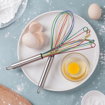 不銹鋼打蛋器硅膠手動家用小型彩色 烘焙打面粉攪拌雞蛋清打發器