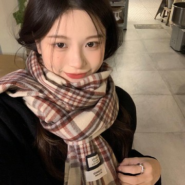 針織圍巾 圍脖 保暖圍巾 圍巾女生2023新款冬季雙面百搭高級感保暖加厚毛線針織格子圍脖潮『xy17440』
