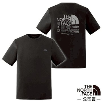 【The North Face】男女 純棉大尺寸印花短袖T恤.圓領套頭衫.運動休閒上衣_8D84-JK3 黑色