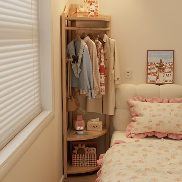 【臺灣公司 可開發票】木屋記實木轉角衣帽架落地臥室掛衣架收納家用拐角掛衣服置物架子