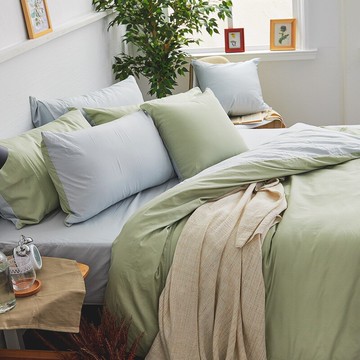 戀家小舖 100%精梳棉 被套 / 單人【撞色系列-清新綠】4.5x6.5尺 經典素色 台灣製