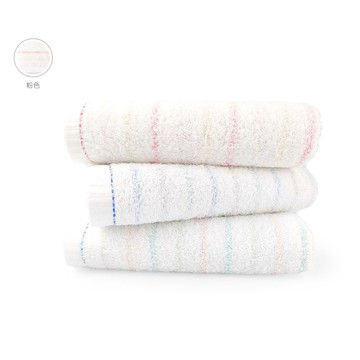 精梳棉粉彩條紋毛巾一入-粉色