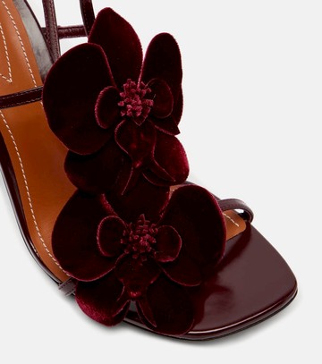Zimmermann Orchid 85 floral-appliqué velvet sandals
