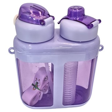 大容量雙倉雙飲背帶創意水壺 - 紫色 16x22公分  1600ml  1個