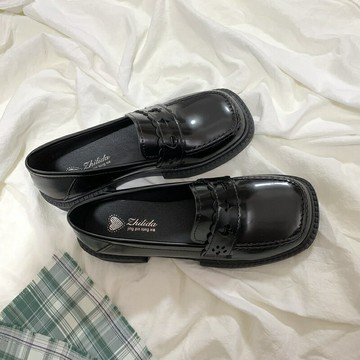 lo鞋中跟jk制服樂福鞋春秋日系英倫黑色小皮鞋女2022新款瑪麗珍夏