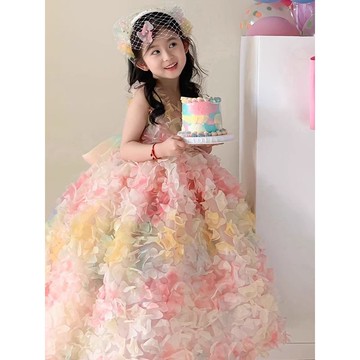 花童婚禮小女孩禮服女童生日一字高級公主裙輕奢小眾高端洋氣