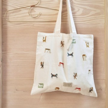 OYOY MINI Tote 托特純棉手提袋 - 動物派對 / 香草白