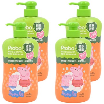 Probo 博寶兒 植萃洗髮沐浴露 佩佩豬  650ml  4瓶