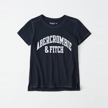 麋鹿 AF A&F 經典貼字短袖T恤(女)-深藍色