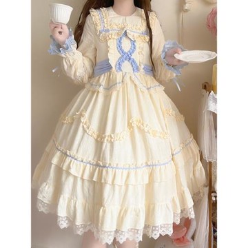 洛麗塔連衣裙春秋季高端公主裙女童成人洋裝日常輕lo裙子藍田戀杏