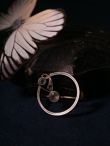 1910s 英國 愛德華時代 海水藍寶音符鉑金胸針