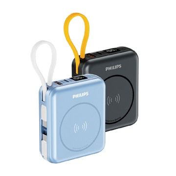 PHILIPS 磁吸自帶線半固態行動電源10000mAh (半固態電芯 自帶充電線)DLP9221S 廠商直送