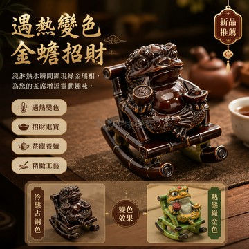 台灣出貨✨ 茶寵擺件 招財金蟾茶寵 變色搖椅茶飾 桌面可養精品 茶道茶具配件 茶桌裝飾擺設