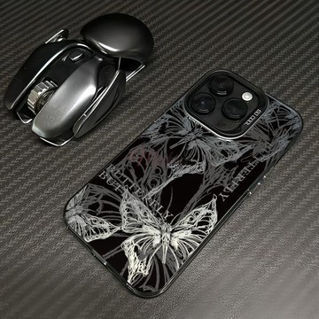 高級素描蝴蝶適用iPhone17/16手機殼蘋果14pro彩銀15promax防摔13/12/11潮x/xr