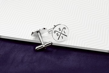 运动袖扣 - 高尔夫袖扣 - 袖扣钉字母 - 自定义袖扣 - 个性化袖扣