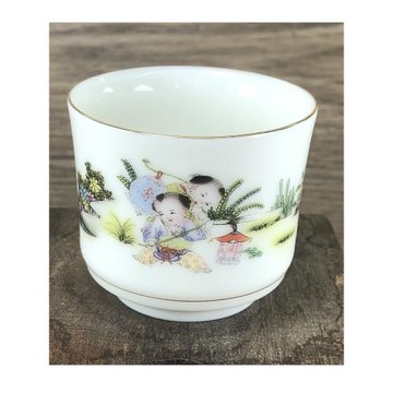 景德鎮陶瓷描金烈酒杯家用童子杯酒盅單復古酒杯子70ml直口杯中式