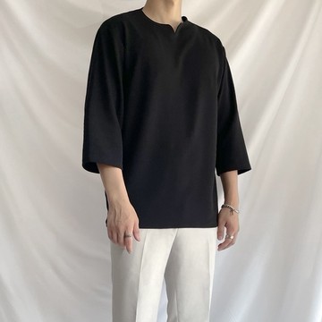 正韓小開領寬鬆感七分袖上衣 4色 YUPPIE 預購商品 0206