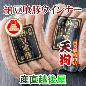  南飛騨 老舗精肉店 天狗 飛騨納豆喰豚ウインナー 5本入150g 2袋 送料無料