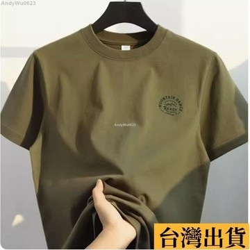 🌈台倉出庫🌈 2025新款 短袖 oversize7美式復古軍綠色潮牌純棉短袖男士夏季薄款印花圓領上衣大碼 XJ9X