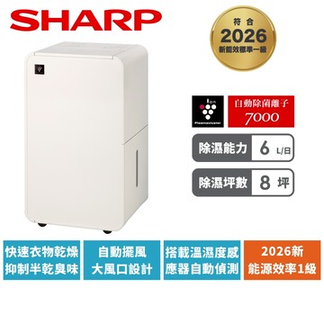 【SHARP夏普】6L乾淨方mini美型除濕機 DW-X6NT-W 奶油白