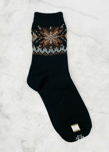 【震撼精品百貨】日本精品百貨~日本羊毛襪子(22~24CM)黑花*73664