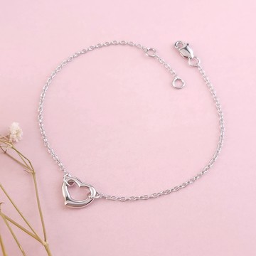 AchiCat．925純銀手鍊．簡約愛心．情人節禮物．HS3001