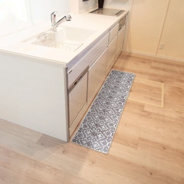 Lugn/myuka可機洗止滑防汙廚房踏墊(M)45×180cm（多款可選）2入組 myuka(M)復古花磚＋復古花磚