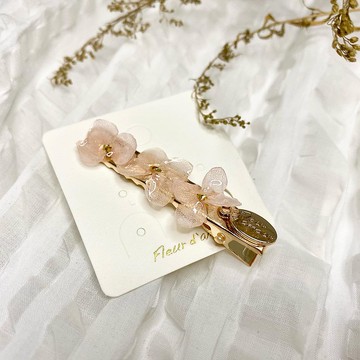 立體真花 淺粉色baby pink繡球花髮夾 髮飾 真花髮夾