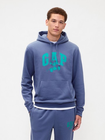 男裝 Gap x Disney迪士尼聯名 Logo印花刷毛帽T-藍色